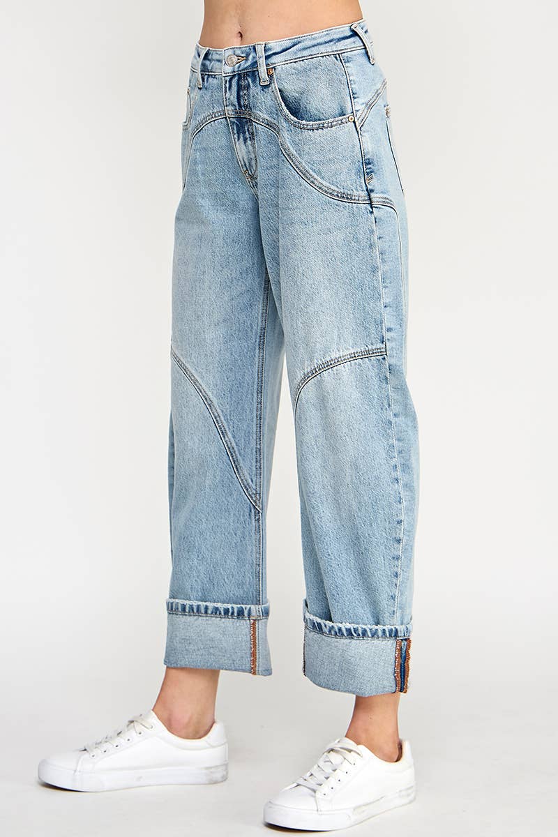 -HIGH RISE BARREL WIDE CUFF WITH STRETCH