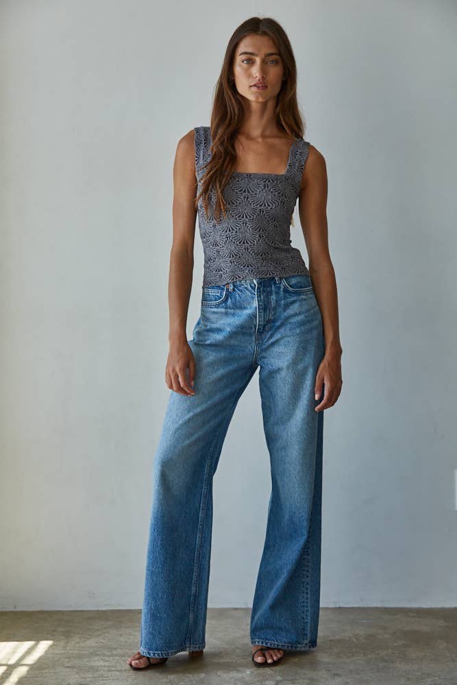 Knit Modal Nylon Spandex Seamless Jacquard Tank