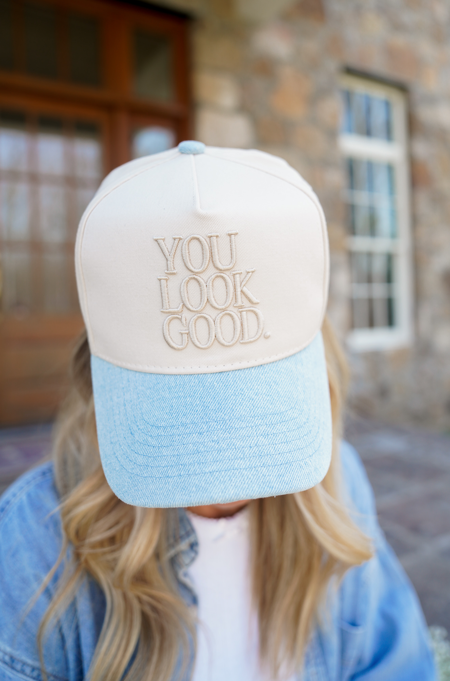 You Look Good. - Denim Vintage Trucker Hat