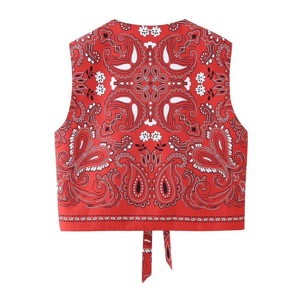 Casual Ethnic Style Crewneck Tie Vest