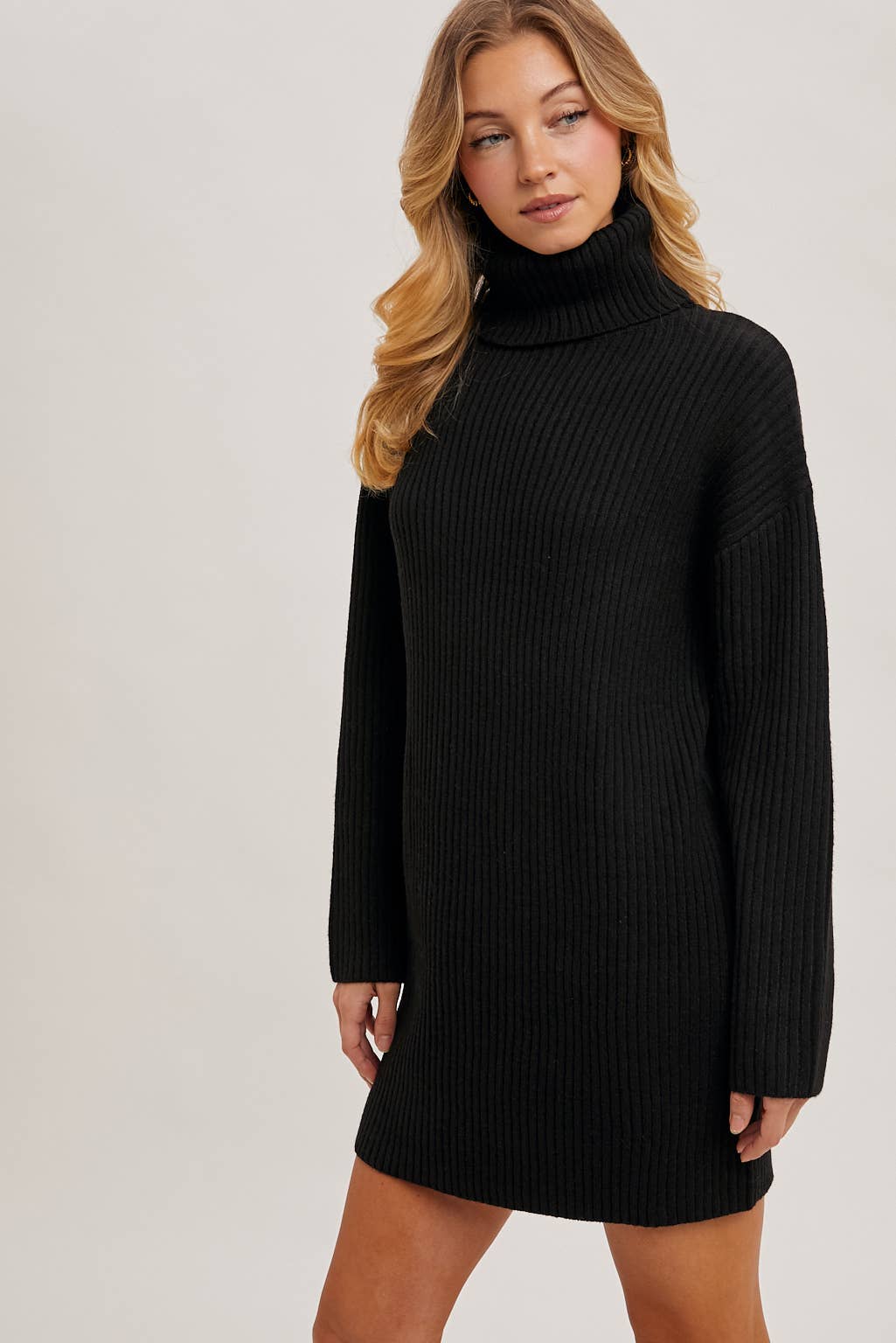 TURTLE NECK KNIT SWEATER DRESS