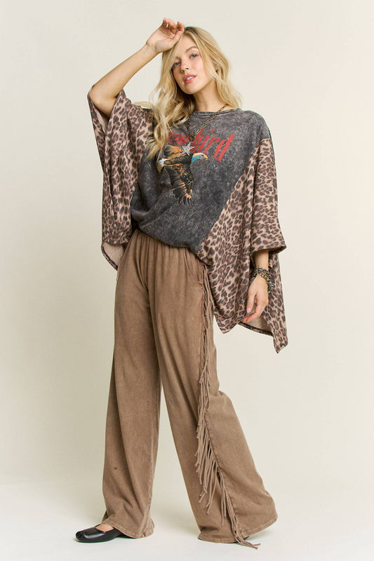 Mineral Washed Fringe Pant