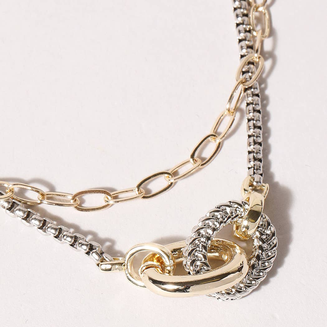 Double Chain 2T Link Ring Necklace