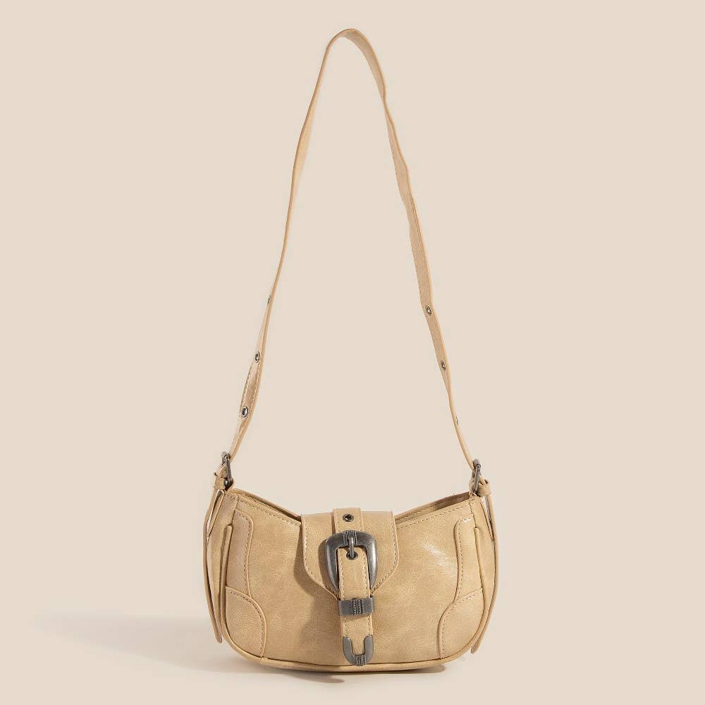 Western Buckle Accent Multi Panel Shoulder Bag