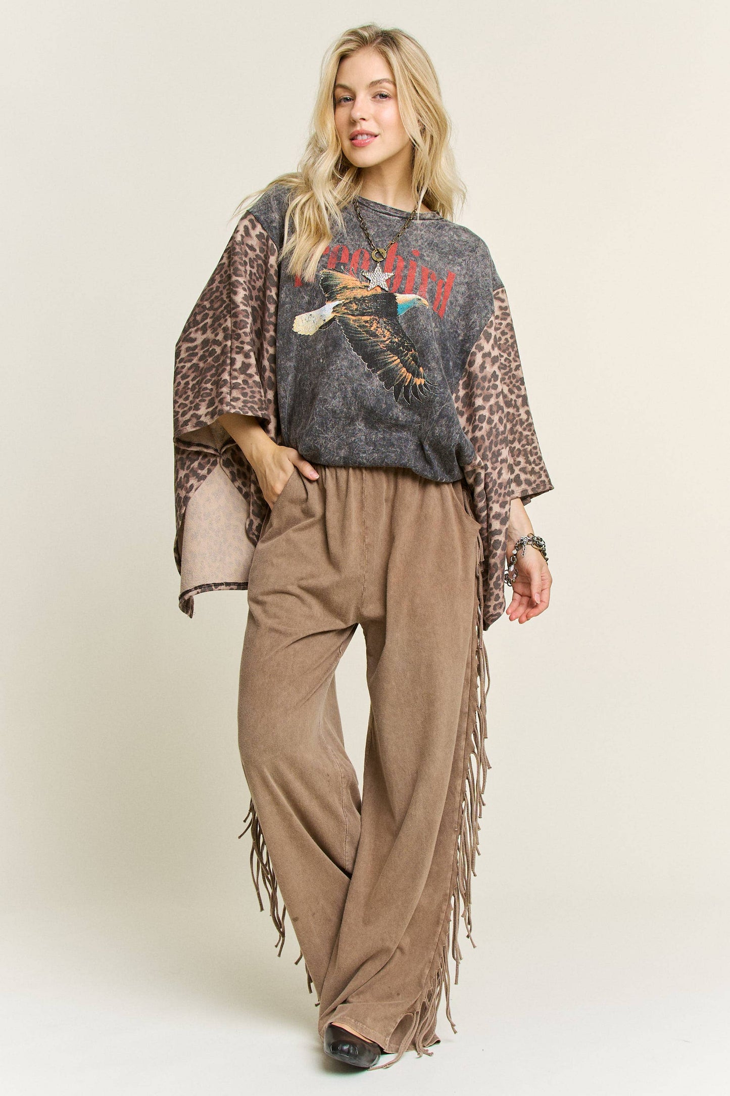 Mineral Washed Fringe Pant