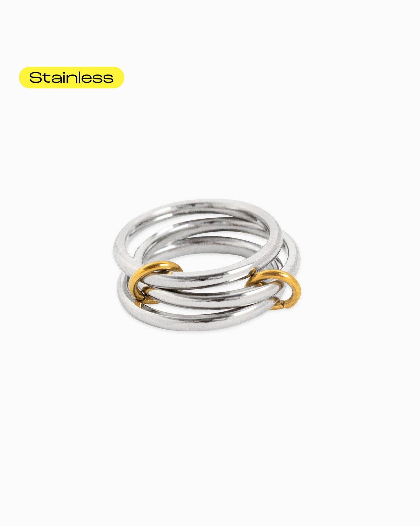 Stainless 3 Layered Interlocking Link Ring