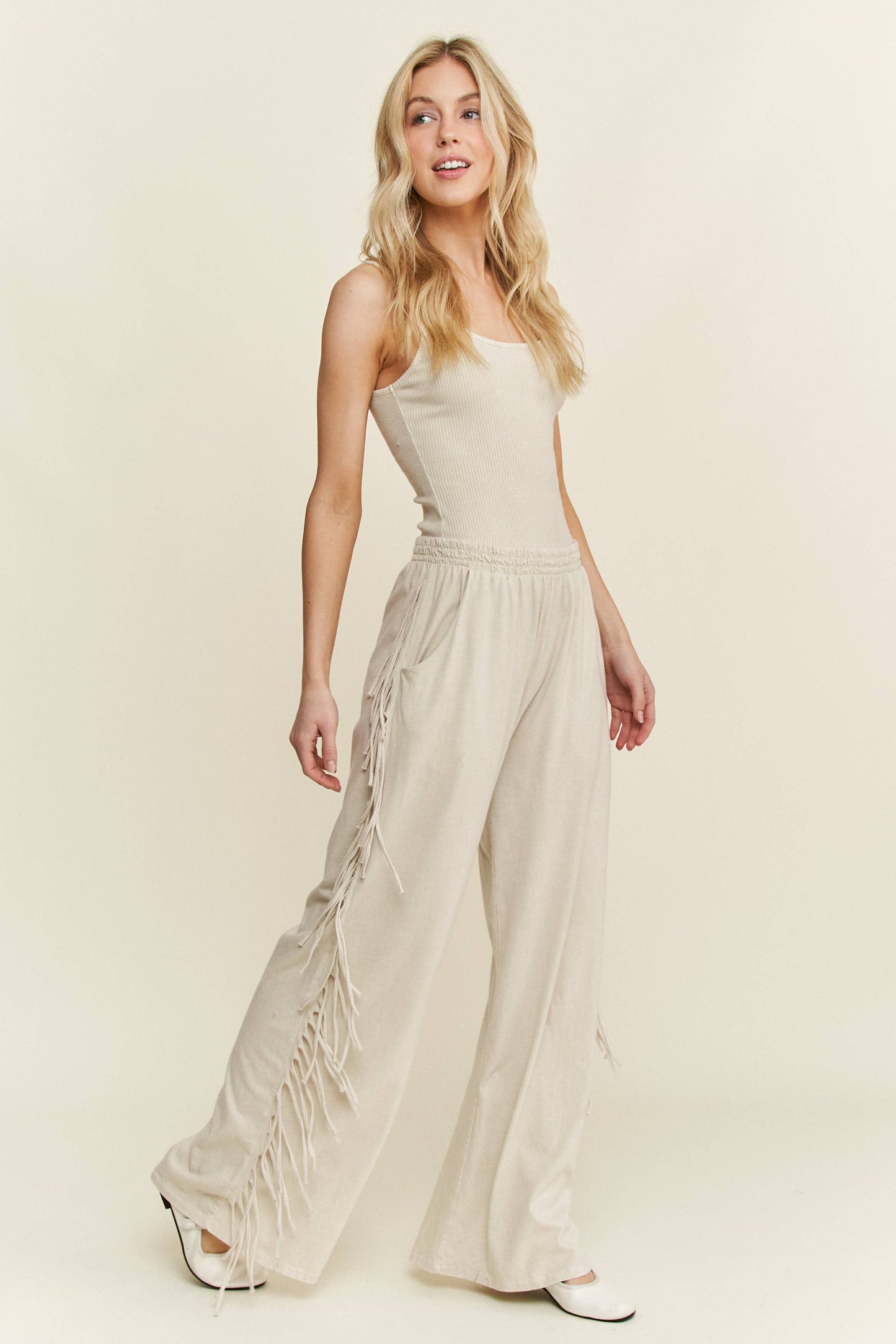 Mineral Washed Fringe Pant