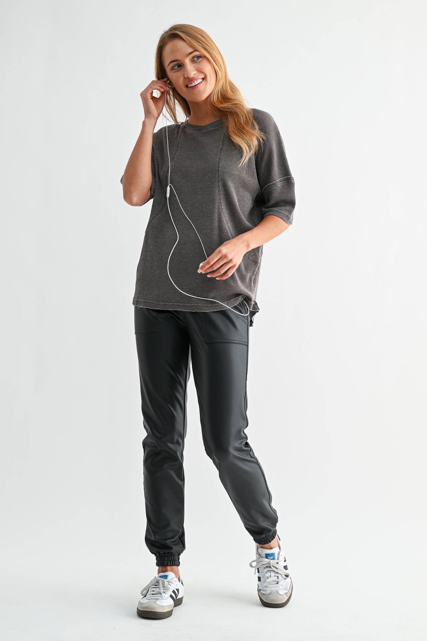 Cotton Blend Mineral Wash Waffle Short Sleeve Tee